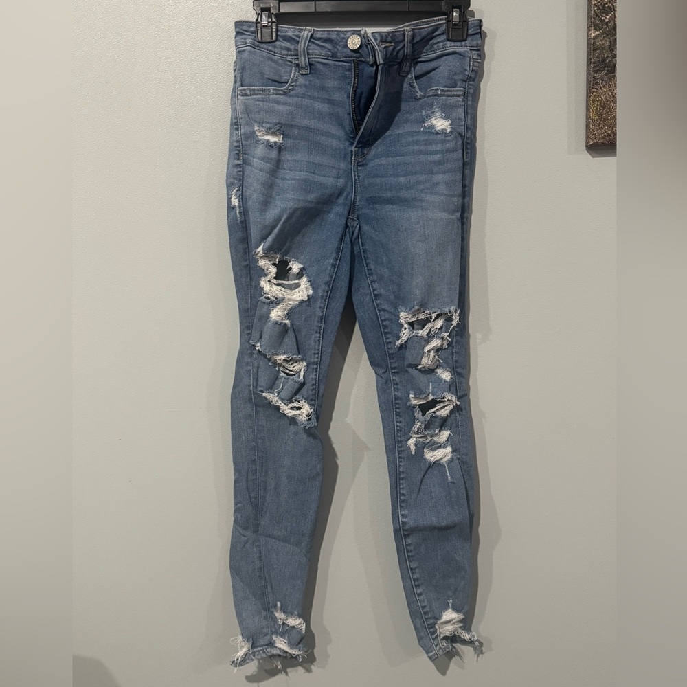 American Eagle Outfitters Ripped Blue Skinny Jeans